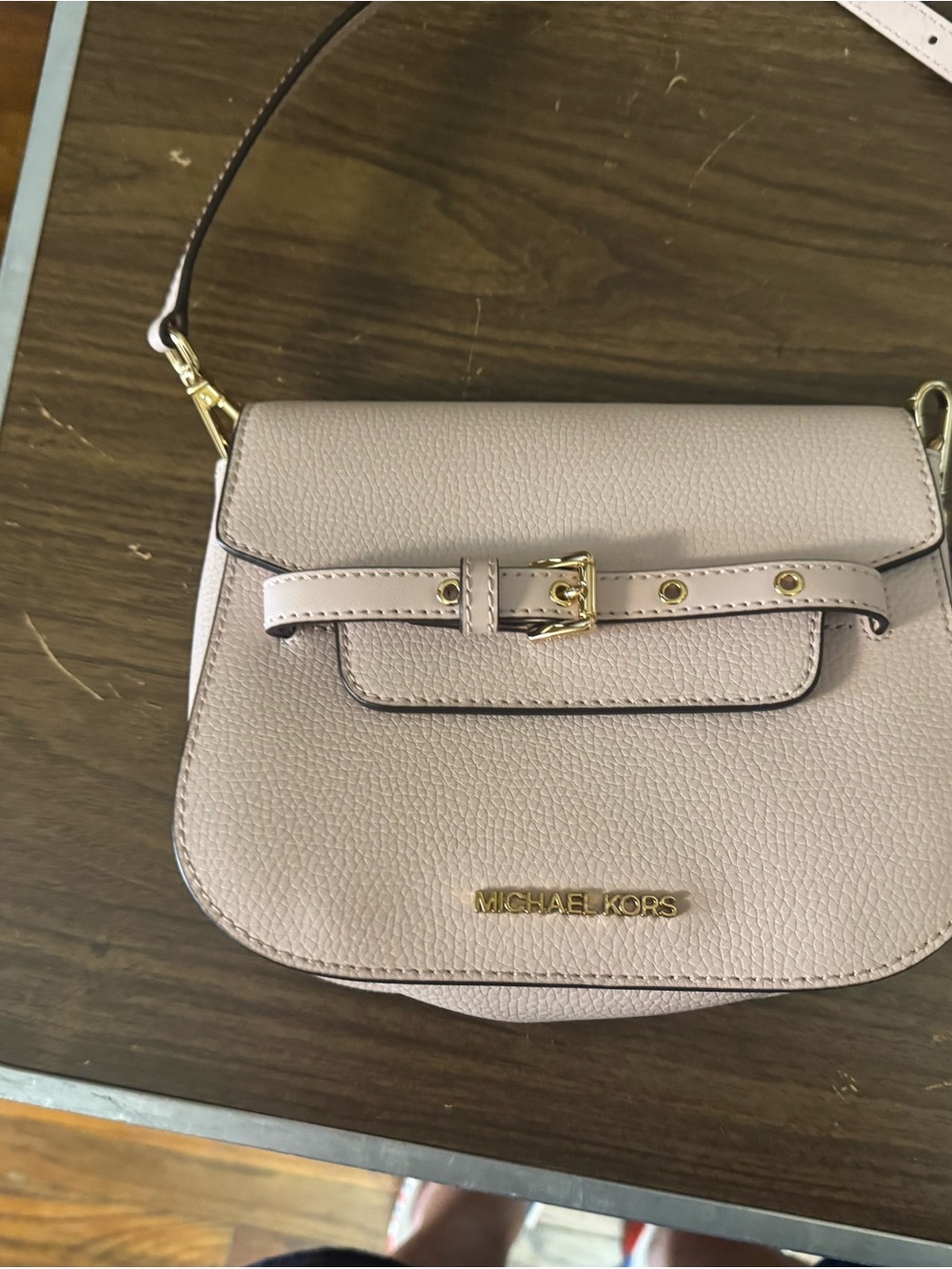 Michael Kors Pebbled Leather Crossbody in Blush Pink with Gold Hardware